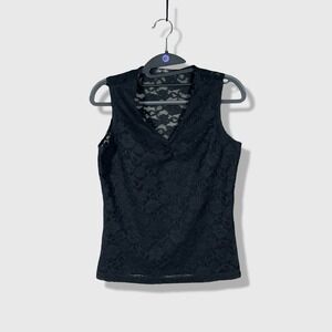 Only Nine Lace Tank Top Womens Medium Black Gothic Whimsigoth Romantic 90s